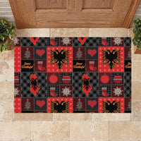 Albania Christmas Patchwork Rubber Doormat - Wonder Print Shop