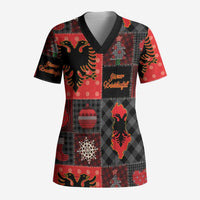 Albania Christmas Patchwork Scrub Top - Wonder Print Shop