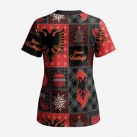 Albania Christmas Patchwork Scrub Top - Wonder Print Shop