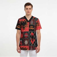 Albania Christmas Patchwork Scrub Top - Wonder Print Shop
