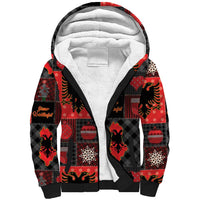 Albania Christmas Patchwork Sherpa Hoodie - Wonder Print Shop