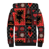 Albania Christmas Patchwork Sherpa Hoodie - Wonder Print Shop
