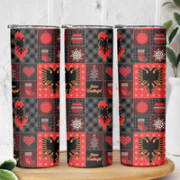 Albania Christmas Patchwork Skinny Tumbler - Wonder Print Shop