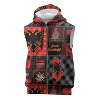 Albania Christmas Patchwork Sleeveless Zip Hoodie - Wonder Print Shop