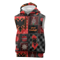 Albania Christmas Patchwork Sleeveless Zip Hoodie - Wonder Print Shop