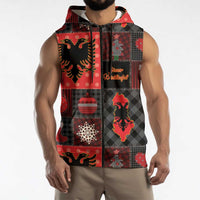 Albania Christmas Patchwork Sleeveless Zip Hoodie - Wonder Print Shop
