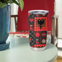 Albania Christmas Patchwork Tumbler Cup - Wonder Print Shop