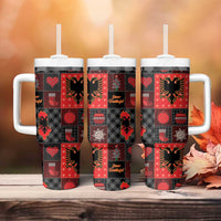 Albania Christmas Patchwork Tumbler With Handle - Wonder Print Shop