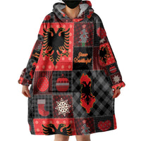 Albania Christmas Patchwork Wearable Blanket Hoodie - Wonder Print Shop