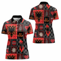 Albania Christmas Patchwork Women Polo Shirt - Wonder Print Shop