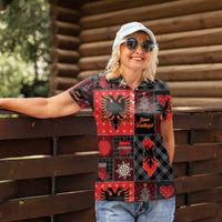 Albania Christmas Patchwork Women Polo Shirt - Wonder Print Shop