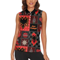 Albania Christmas Patchwork Women Sleeveless Polo Shirt - Wonder Print Shop
