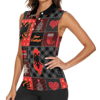 Albania Christmas Patchwork Women Sleeveless Polo Shirt - Wonder Print Shop
