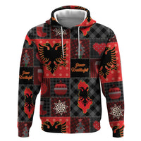 Albania Christmas Patchwork Zip Hoodie - Wonder Print Shop