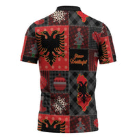 Albania Christmas Patchwork Zipper Polo Shirt - Wonder Print Shop