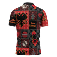 Albania Christmas Patchwork Zipper Polo Shirt - Wonder Print Shop