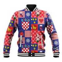Croatia Christmas Patchwork Baseball Jacket - Wonder Print Shop