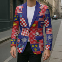 Croatia Christmas Patchwork Blazer - Wonder Print Shop