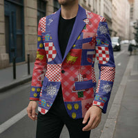 Croatia Christmas Patchwork Blazer - Wonder Print Shop