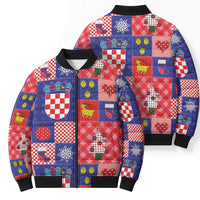 Croatia Christmas Patchwork Bomber Puffer Jacket - Wonder Print Shop