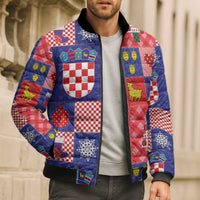 Croatia Christmas Patchwork Bomber Puffer Jacket - Wonder Print Shop