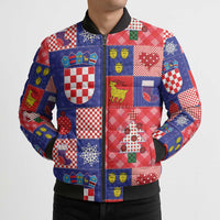 Croatia Christmas Patchwork Bomber Puffer Jacket - Wonder Print Shop