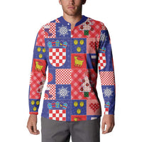 Croatia Christmas Patchwork Button Sweatshirt - Wonder Print Shop