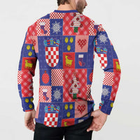 Croatia Christmas Patchwork Button Sweatshirt - Wonder Print Shop