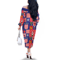 Croatia Christmas Patchwork Family Matching Off The Shoulder Long Sleeve Dress and Hawaiian Shirt - Wonder Print Shop
