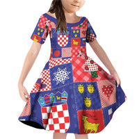 Croatia Christmas Patchwork Family Matching Off Shoulder Short Dress and Hawaiian Shirt - Wonder Print Shop