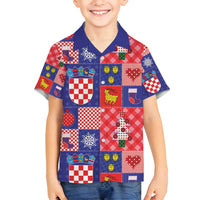 Croatia Christmas Patchwork Family Matching Off Shoulder Short Dress and Hawaiian Shirt - Wonder Print Shop