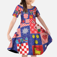 Croatia Christmas Patchwork Family Matching Short Sleeve Bodycon Dress and Hawaiian Shirt - Wonder Print Shop