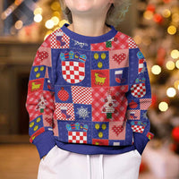 Croatia Christmas Patchwork Kid Ugly Christmas Sweater - Wonder Print Shop