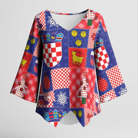 Croatia Christmas Patchwork Kimono Sleeve Blouse - Wonder Print Shop