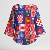 Croatia Christmas Patchwork Kimono Sleeve Blouse - Wonder Print Shop