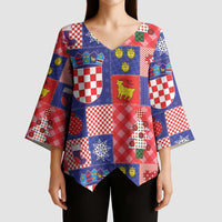 Croatia Christmas Patchwork Kimono Sleeve Blouse - Wonder Print Shop