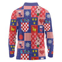 Croatia Christmas Patchwork Long Sleeve Polo Shirt - Wonder Print Shop