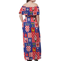 Croatia Christmas Patchwork Off Shoulder Maxi Dress - Wonder Print Shop