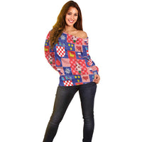 Croatia Christmas Patchwork Off Shoulder Sweater - Wonder Print Shop