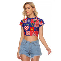 Croatia Christmas Patchwork Raglan Cropped T Shirt - Wonder Print Shop