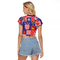 Croatia Christmas Patchwork Raglan Cropped T Shirt - Wonder Print Shop