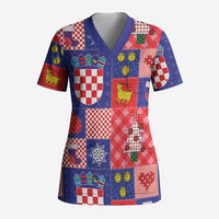 Croatia Christmas Patchwork Scrub Top - Wonder Print Shop