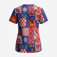 Croatia Christmas Patchwork Scrub Top - Wonder Print Shop