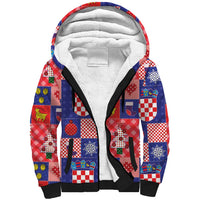 Croatia Christmas Patchwork Sherpa Hoodie - Wonder Print Shop