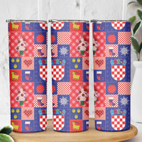 Croatia Christmas Patchwork Skinny Tumbler - Wonder Print Shop