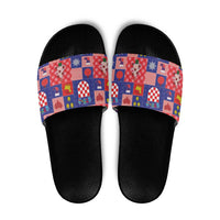 Croatia Christmas Patchwork Slide Sandals - Wonder Print Shop