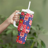 Croatia Christmas Patchwork Tumbler With Handle - Wonder Print Shop