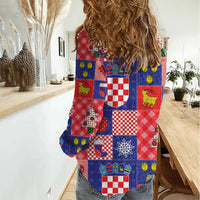 Croatia Christmas Patchwork Women Casual Shirt - Wonder Print Shop