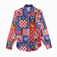 Croatia Christmas Patchwork Women Casual Shirt - Wonder Print Shop
