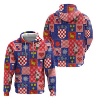 Croatia Christmas Patchwork Zip Hoodie - Wonder Print Shop